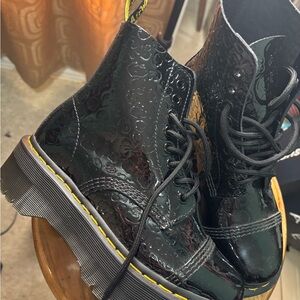 Dr. Martens Black Embossed Combat Boots